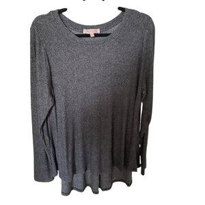 Philosophy Womens Swing Hem Long Sleeve Pleated Back Heather Grey Sweater NWOT X